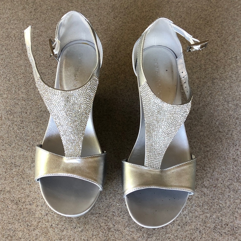 Andrew Geller Silver Strappy Heels
